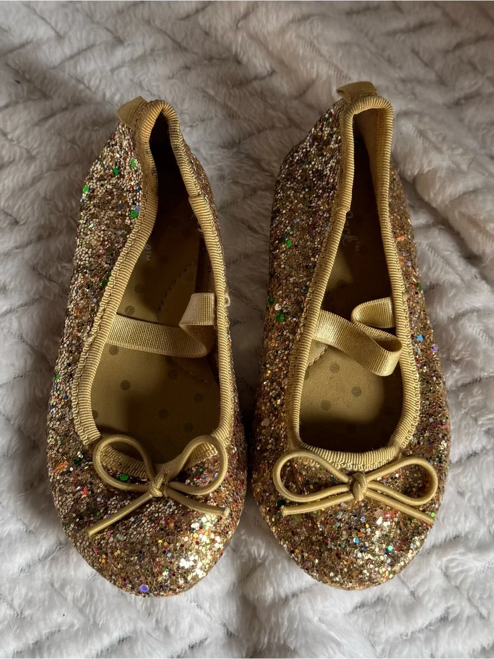 Cat & Jack Gold Glitter Ballet Flats with Bow